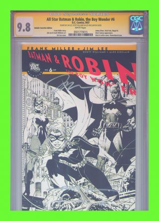 All Star Batman & Robin 6 Rrp Cgc 9.  8 Ss Jim Lee Frank Miller Sketch Cover