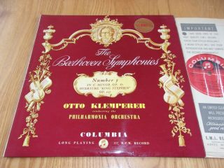 Columbia Sax 2373 Uk E/r Beethoven - Symphony No 5 Otto Klemperer / Po Nm