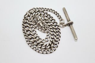 A Lovely Antique Victorian Edwardian Sterling Silver 925 Albert Chain With T - Bar