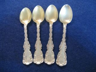 4 " Louis Xv " By Whiting.  Sterling Silver Demitasse Spoons