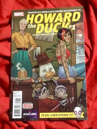 Howard The Duck 1 Signed By Joe Quinones 1st Appearance Of Gwenpool Silver Nm