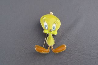 Vintage Tm & Warner Bros 1993 Starline Enamel Tweety Bird Gold Tone Pin Brooch