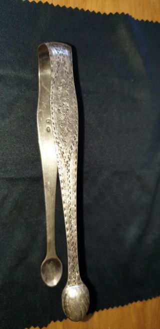 Antique Solid Silver Sugar Tongs Hallmarked Circa 1790.  Made By G.  S.  W.  F