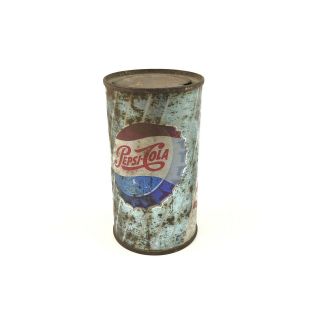 Vintage Pepsi - Cola Metal Rusted Can Opened Display Advertising Piece