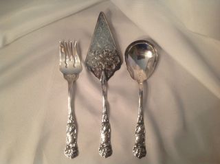 William Adams Towle Silverplate Bridal Rose Design 3 Piece Serving Set Italy