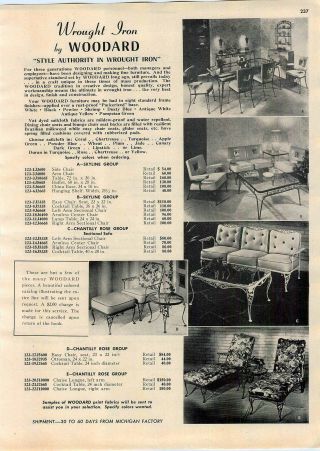 1951 Advertisement Woodward Wrought Iron Furniture Mid Century Modern Patio,
