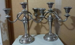 Pair (2) Tall Quality Vintage Epns Silver Plate Victorian Style Candlesticks