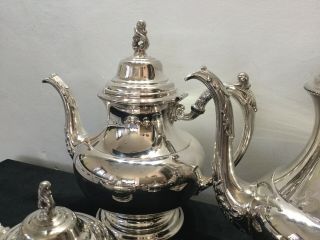 Vintage Oneida Silver Plate Teapot Coffee Pot Sugar Bowl & Milk Jug Set RARE 3