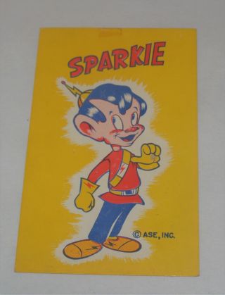 Vintage Cartoon Mascot Advertising Card Sparkie Radio Pixie Promo Ase,  Inc 1950s