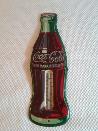Vintage Coca - Cola Tin Sign With Thermometer