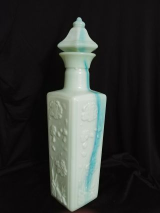 1972 Jim Beam Liquor Bottle Decanter Pagoda Slag Glass Green Milk Glass Vintage