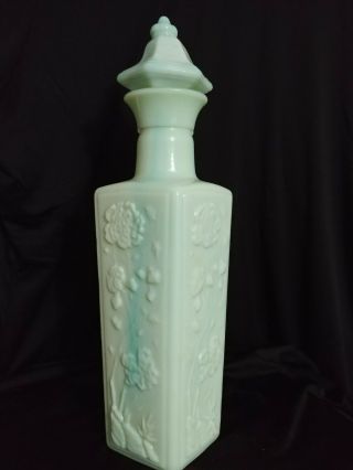 1972 Jim Beam Liquor Bottle Decanter Pagoda Slag Glass Green Milk Glass Vintage 5