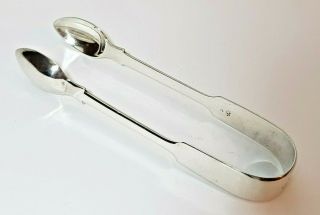 Large Heavy Antique Georgian Sterling Silver Fiddle Pattern Sugar Tongs 1824 50g 5