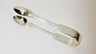 Large Heavy Antique Georgian Sterling Silver Fiddle Pattern Sugar Tongs 1824 50g 7