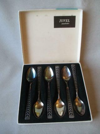 Boxed Set Of 6 Juvel Norway 830 Silver Demitasse Spoons
