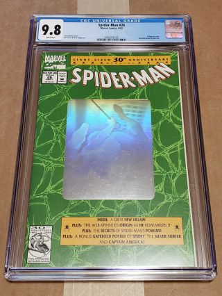 Spider Man 26 Cgc 9.  8 Nm /m 9/92 Green Holo 30th Anniversary Cover Just Graded