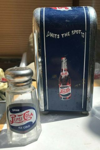 Vintage Pepsi Cola Restaurant Napkin Holder And Salt Shacker