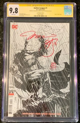 Justice League 1 Batman Sketch Variant Cgc Ss 9.  8 Signed X3 Lee Cheung Snyder Dc