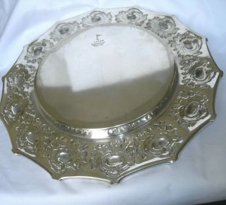 Rare Walker & Hall heavily embossed Silver Plated Salver/tray.  c.  1906 5