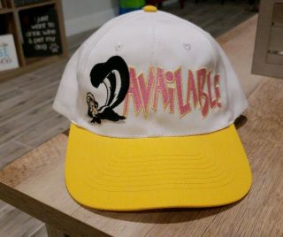 Vtg 1997 Pepe Le Pew Six Flags Snap Back Yellow And Pink