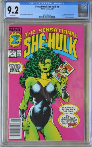 Sensational She - Hulk 1 (may 1989,  Marvel) Cgc 9.  2 (nm -) Origin Retold Newsstand