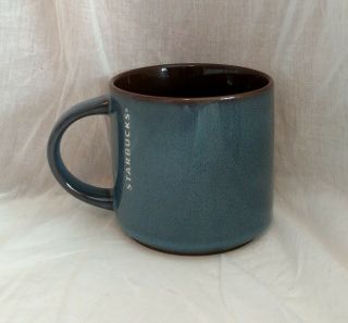 Starbucks 2014 Mug Dark Blue Chocolate Brown Artisan Glazed Stackable 14 oz. 3