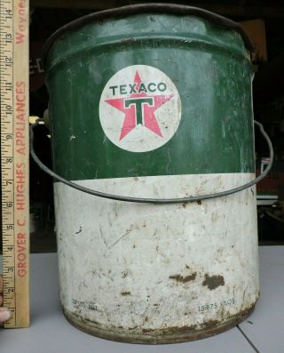 Vintage 5 Gallon Texaco Gas Oil Can Bucket,  Empty,  (l)