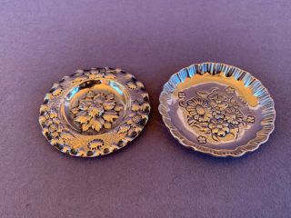 Pair Marked Spanish Sterling Silver 925 Small Round Trays,  Dish