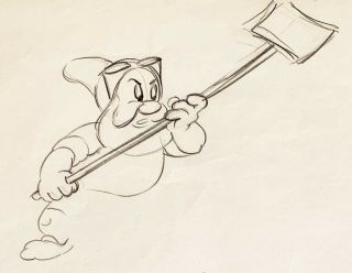 1937 Walt Disney Snow White Seven Dwarfs Doc Production Animation Drawing Cel