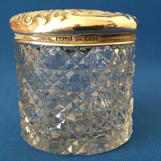 Antique Silver Top Glass Jar Bottle,  Adie & Lovekin Ltd,  Birmingham 1902