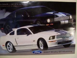 Nos Dealer Poster 2007 Ford Shelby Gt Mustang Black Or White 24 " X 36 "