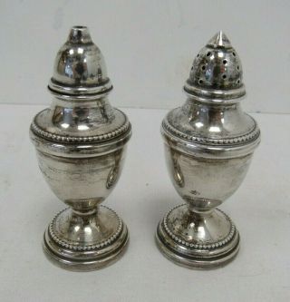 Vintage Salt & Pepper Pots Silver Hallmarked Small Birmingham - Wey P27