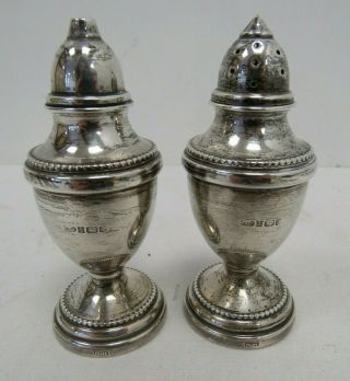 Vintage Salt & Pepper Pots Silver Hallmarked Small Birmingham - WEY P27 4