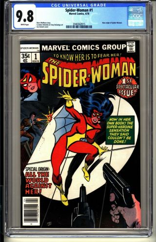 Spider - Woman 1 Cgc 9.  8 Wp Nm/mt Marvel Comics 4/78 Origin (spider - Man)