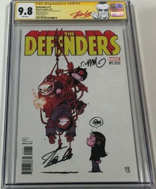 Marvel Defenders 1 Signed By Stan Lee & Skottie Young Cgc 9.  8 Ss Red Label