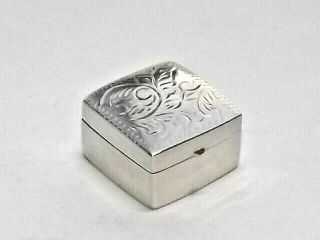 Charming Vintage Solid Silver Sterling Pill Box Hallmarked London Import C1977
