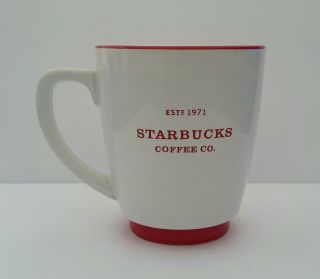 Starbucks Coffee Mug Cup Company Est 1971 Red White 2008 Large 18oz Abbey Logo