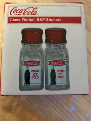 Coca - Cola Glass Salt&pepper Shaker Set Fishtail Retro Bottle Arciform Bottle Ice