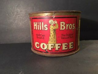 Vintage Hills Bros Coffee Tin Can Red Can Brand 1 Lb.  Net