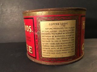 Vintage Hills Bros Coffee Tin Can Red Can Brand 1 Lb.  Net 4