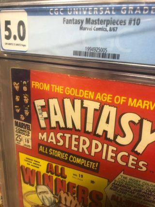 Fantasy Masterpieces 10 CGC 5.  0 Marvel 1967 Captain America Human Torch Reprint 2