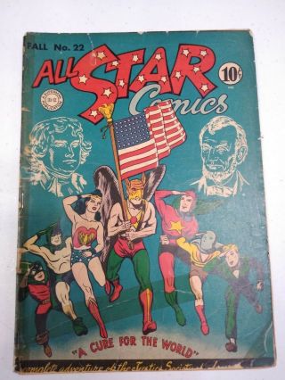All - Star Comics 22 Golden Age Dc Comics Patriotic Cover By Frank Harry
