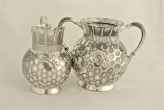 Victorian Meriden Silver Plate Aesthetic Uncovered Sugar And Creamer Figural