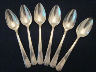 Set 6 Tea Spoons Vintage Oneida Community Silverplate Deauville Pattern: Exc