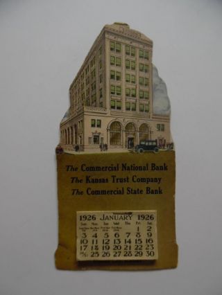 1926 Kansas City Trust State Commercial National Bank Desktop Calendar Vintage