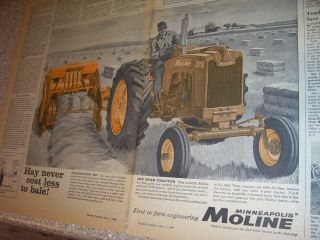 Vintage Minneapolis Moline Advertising - Jet Star Tractor & Baler - 1960