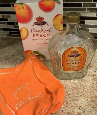 Crown Royal Peach Empty Bottle,  Bag & Box 750 Ml Limited Edition Rare