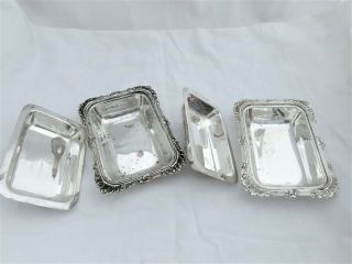 VINTAGE SILVER PLATED MINIATURE ENTREE DISHES / BUTTER DISH 4