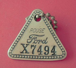 Vintage Tool Check Brass Tag: Ford Rouge Dearborn Automobile Factory; W/keychain