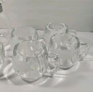 Vintage Nescafe Nestle World Globe Clear Glass Coffee Pot & Tea Mug Cup 8oz Set 2